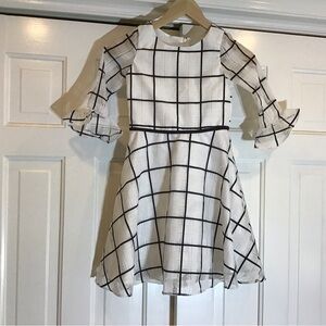 Dorissa Girl Sz 7 Stylish Kids Dress with Black Checkered Design Easter Holiday